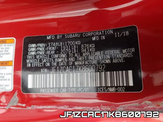 JF1ZCAC17K8600792 фото 2