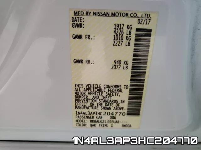 1N4AL3AP3HC204770 фото 2