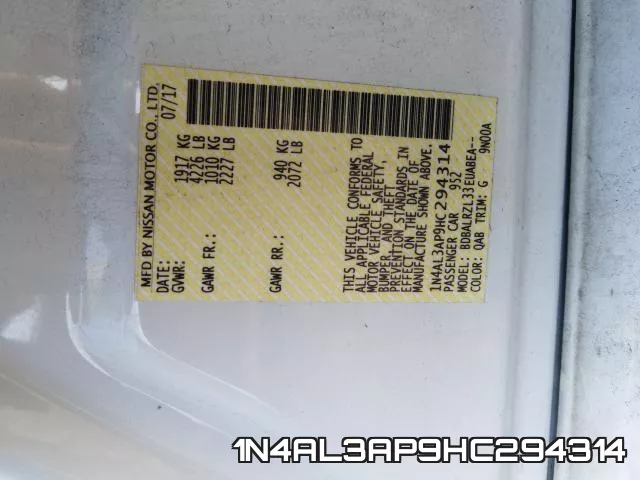 1N4AL3AP9HC294314 фото 2