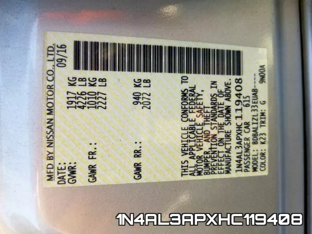 1N4AL3APXHC119408 фото 2