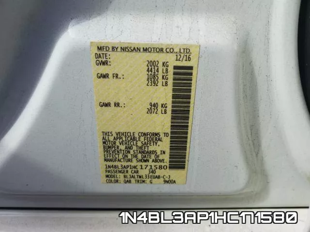 1N4BL3AP1HC171580 фото 2