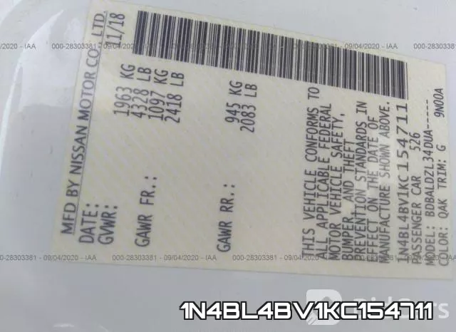 1N4BL4BV1KC154711 фото 10