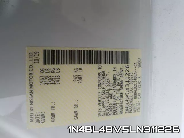 1N4BL4BV5LN311226 фото 2