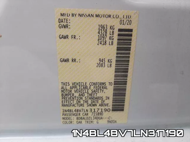 1N4BL4BV7LN317190 фото 2