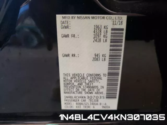 1N4BL4CV4KN307035 фото 2