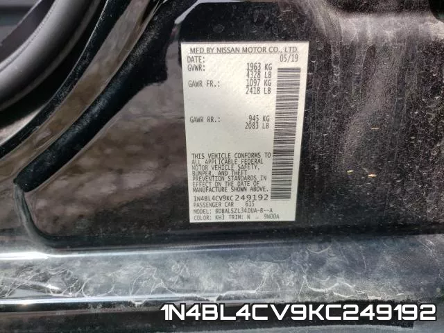 1N4BL4CV9KC249192 фото 2