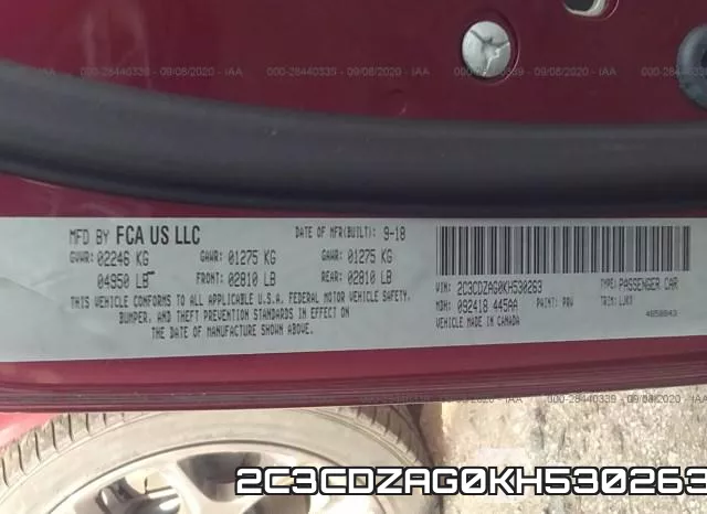 2C3CDZAG0KH530263 фото 9