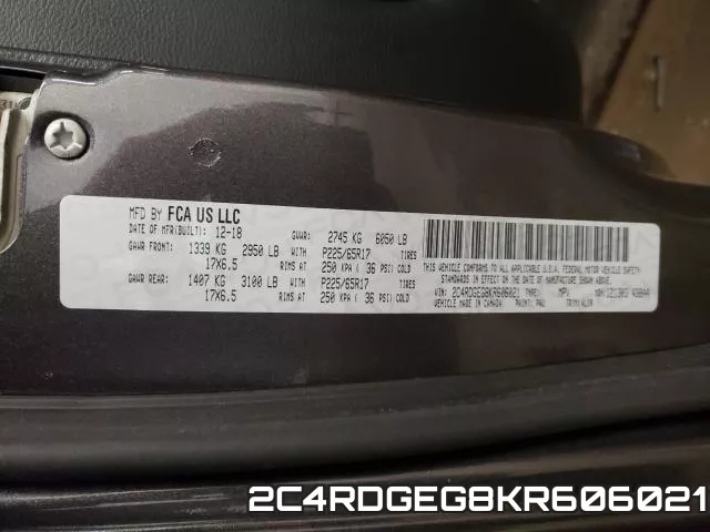 2C4RDGEG8KR606021 фото 2