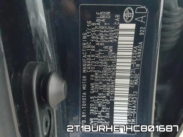 2T1BURHE7HC801687 фото 2