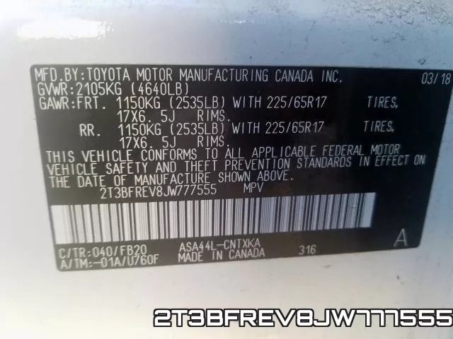 2T3BFREV8JW777555 фото 2