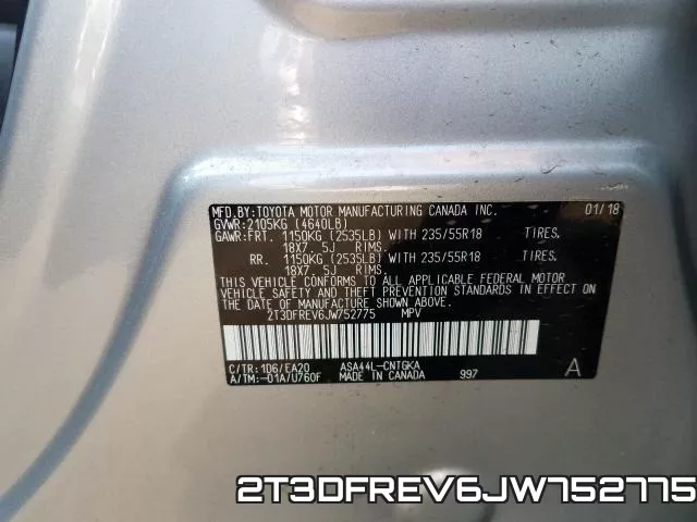 2T3DFREV6JW752775 фото 2