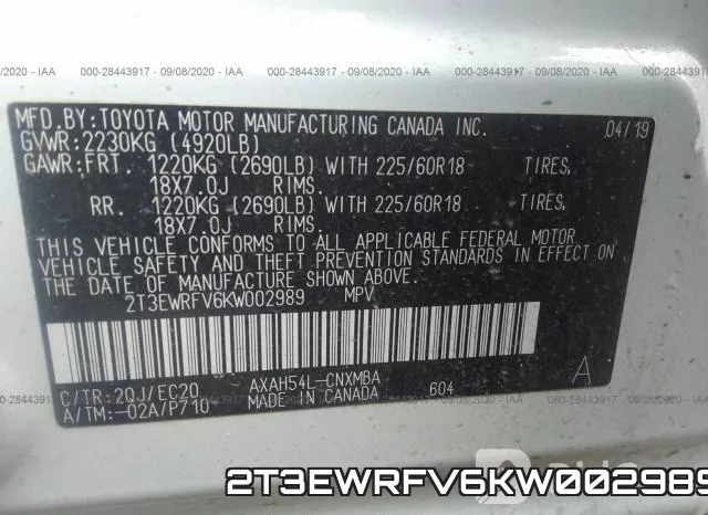 2T3EWRFV6KW002989 фото 10