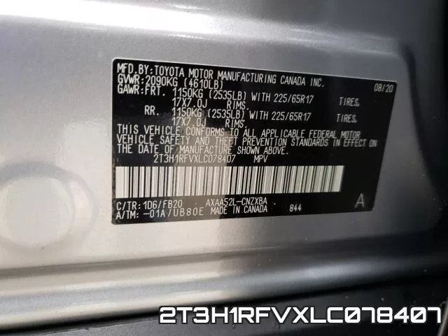 2T3H1RFVXLC078407 фото 2