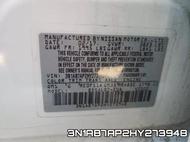 3N1AB7AP2HY273948 фото 2