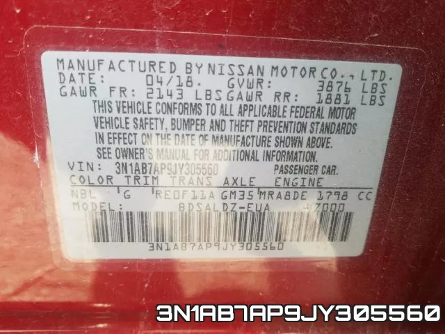3N1AB7AP9JY305560 фото 2