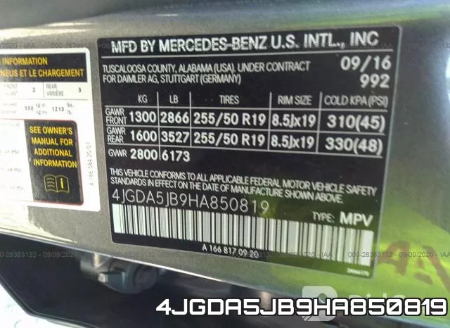 4JGDA5JB9HA850819 фото 10