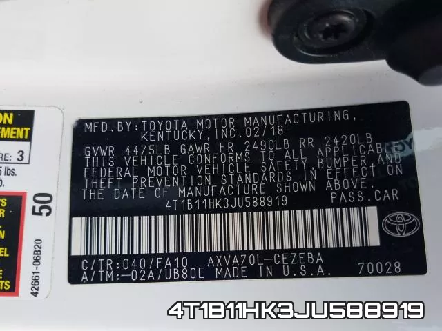 4T1B11HK3JU588919 фото 2