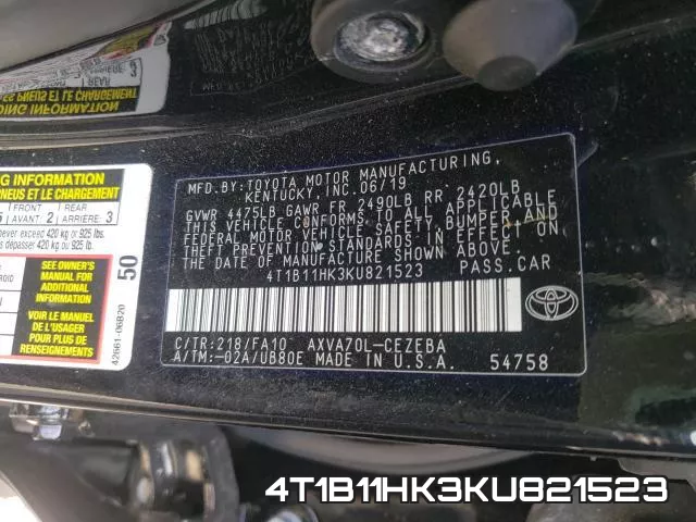 4T1B11HK3KU821523 фото 2