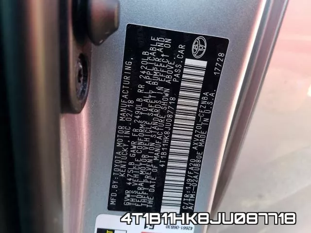 4T1B11HK8JU087718 фото 2
