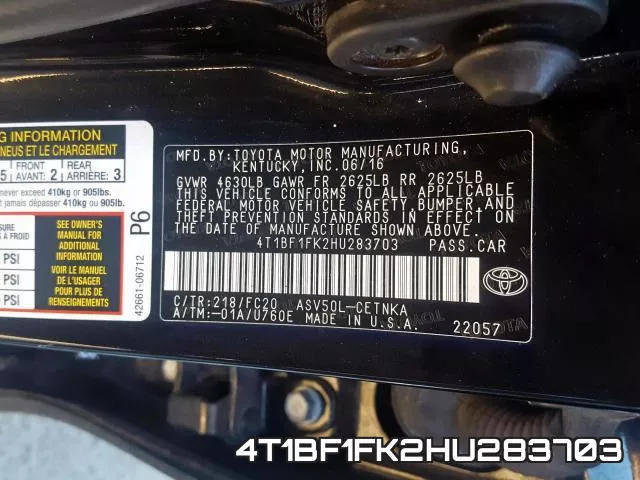 4T1BF1FK2HU283703 фото 2