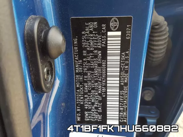 4T1BF1FK7HU660882 фото 2