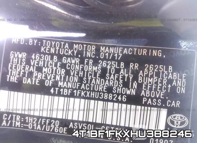 4T1BF1FKXHU388246 фото 10