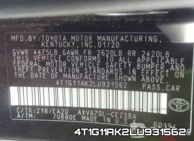 4T1G11AK2LU931562 фото 10