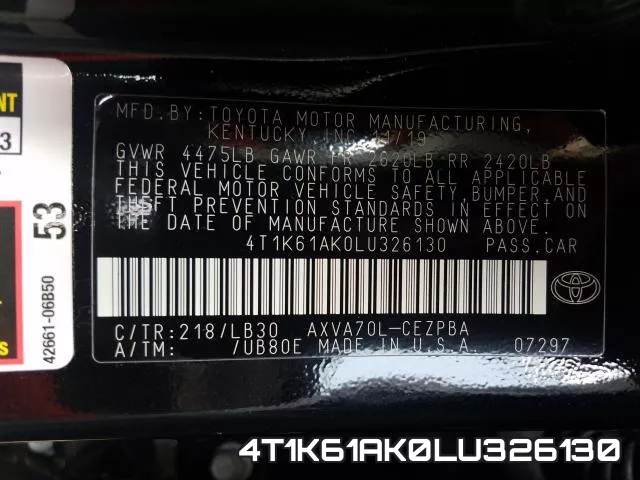 4T1K61AK0LU326130 фото 2