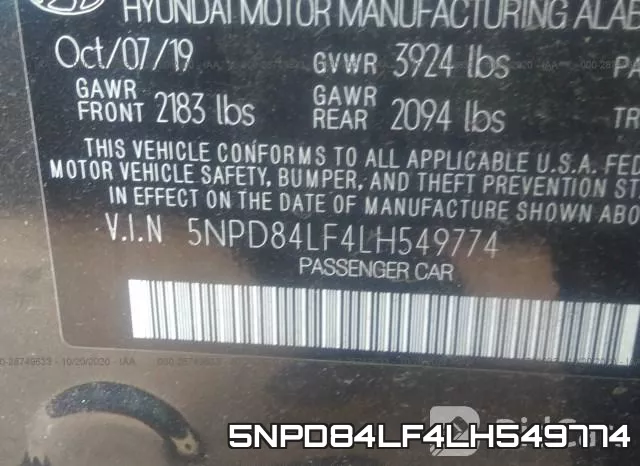 5NPD84LF4LH549774 фото 10