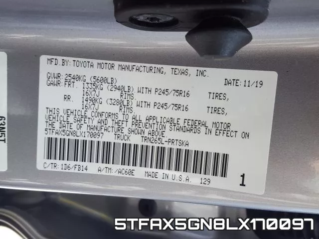 5TFAX5GN8LX170097 фото 2