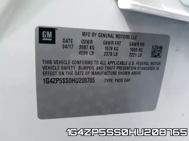 1G4ZP5SS0HU208765 фото 2