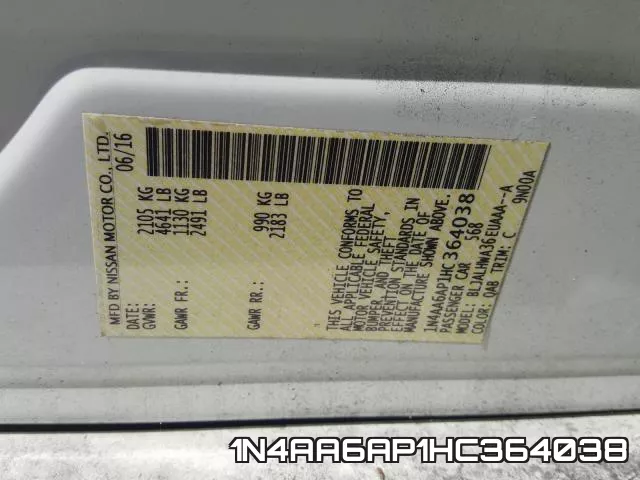 1N4AA6AP1HC364038 фото 2