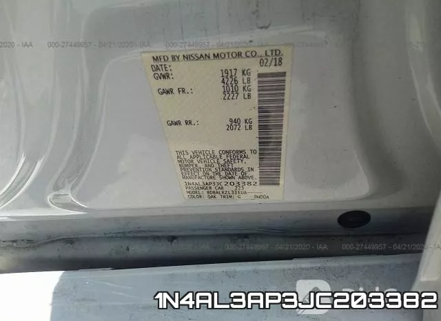 1N4AL3AP3JC203382 фото 9