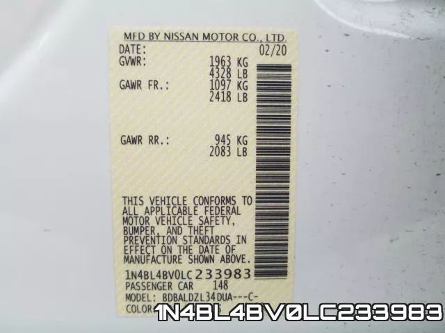 1N4BL4BV0LC233983 фото 2