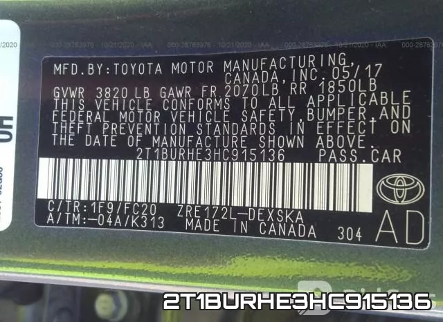 2T1BURHE3HC915136 фото 10