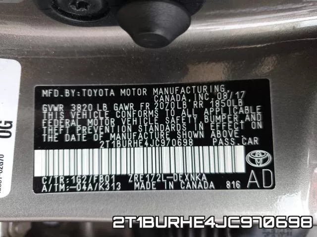 2T1BURHE4JC970698 фото 2
