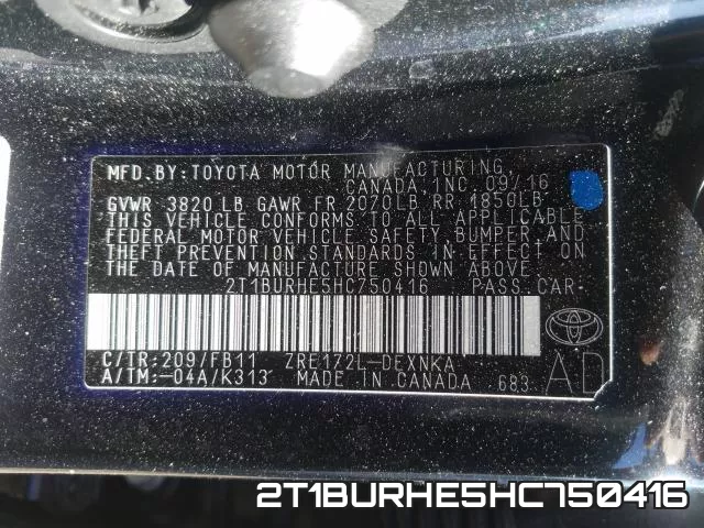 2T1BURHE5HC750416 фото 2