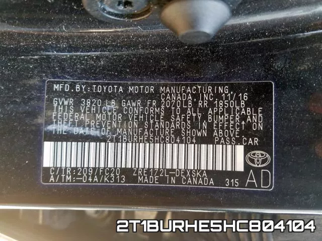 2T1BURHE5HC804104 фото 2