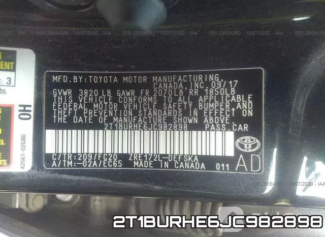 2T1BURHE6JC982898 фото 9