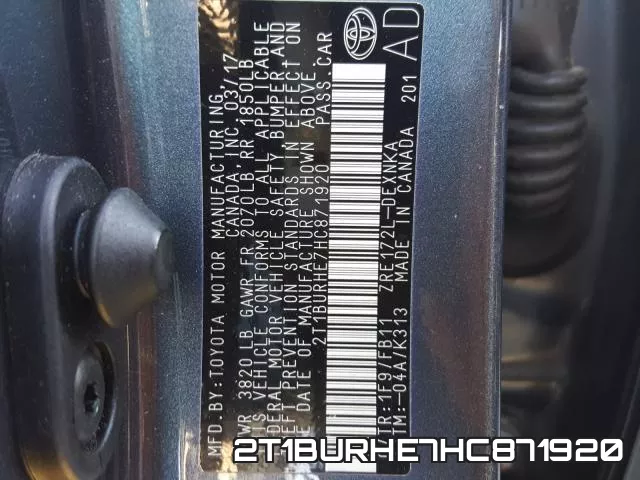 2T1BURHE7HC871920 фото 2