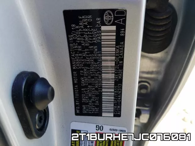 2T1BURHE7JC076081 фото 2