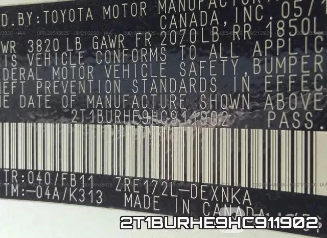 2T1BURHE9HC911902 фото 10
