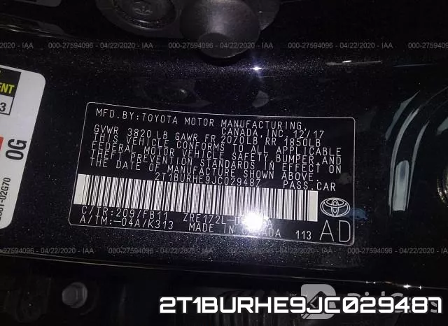 2T1BURHE9JC029487 фото 10