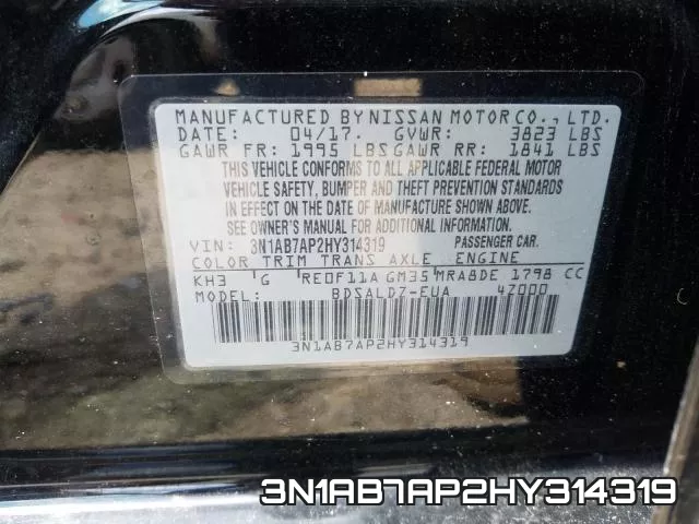 3N1AB7AP2HY314319 фото 2