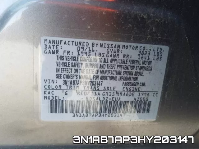 3N1AB7AP3HY203147 фото 2