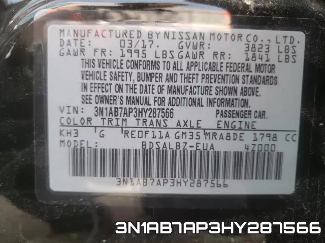 3N1AB7AP3HY287566 фото 2