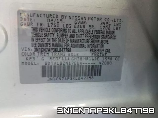 3N1CN7AP3KL847798 фото 2