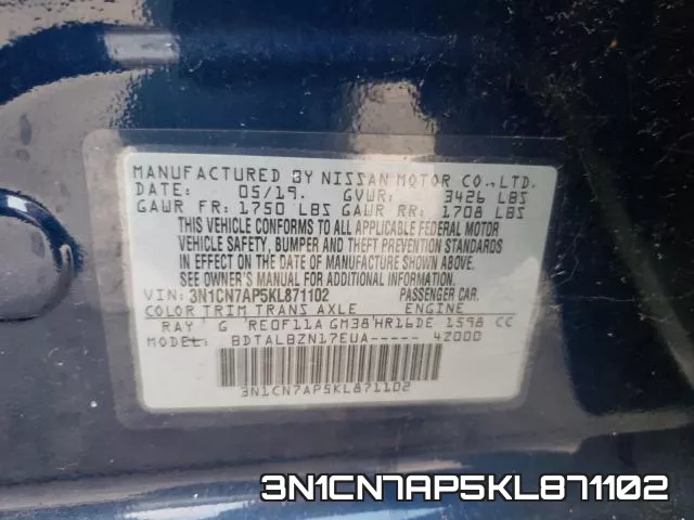 3N1CN7AP5KL871102 фото 2