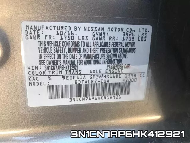 3N1CN7AP6HK412921 фото 2