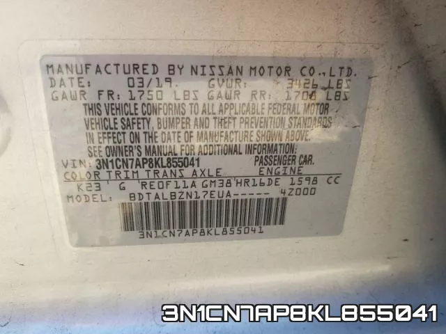 3N1CN7AP8KL855041 фото 2